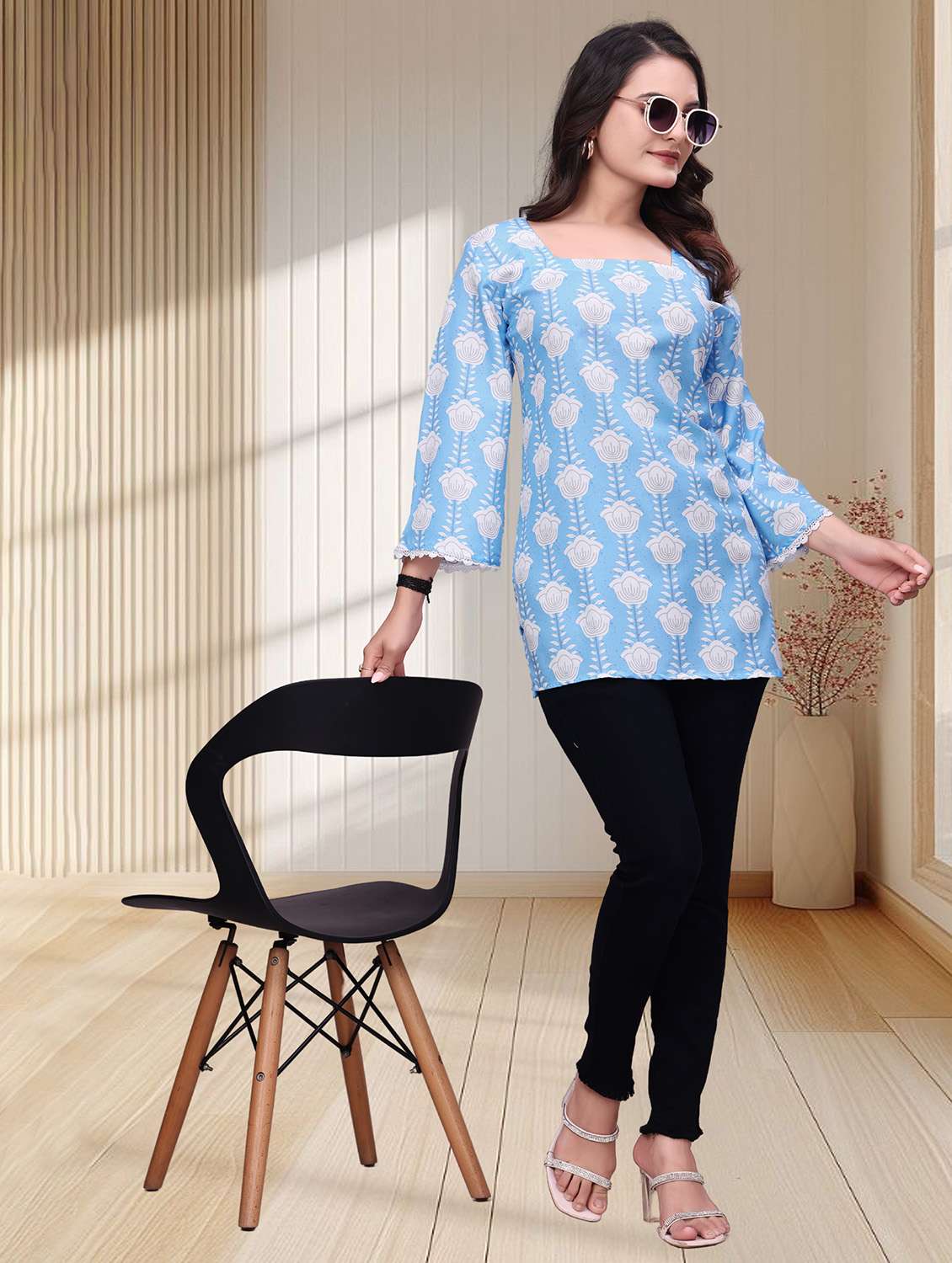 women printed three quarter sleeves straight kurti - 22528759 -  Standard Image - 4