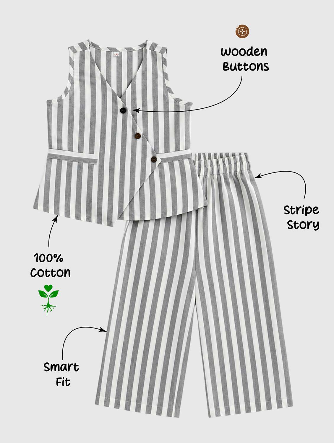 girls printed sleeveless top and trouser co-ord set - 22528765 -  Standard Image - 4