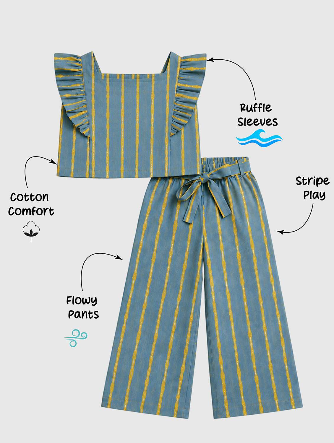 girls printed sleeveless top and trouser co-ord set - 22528769 -  Standard Image - 4