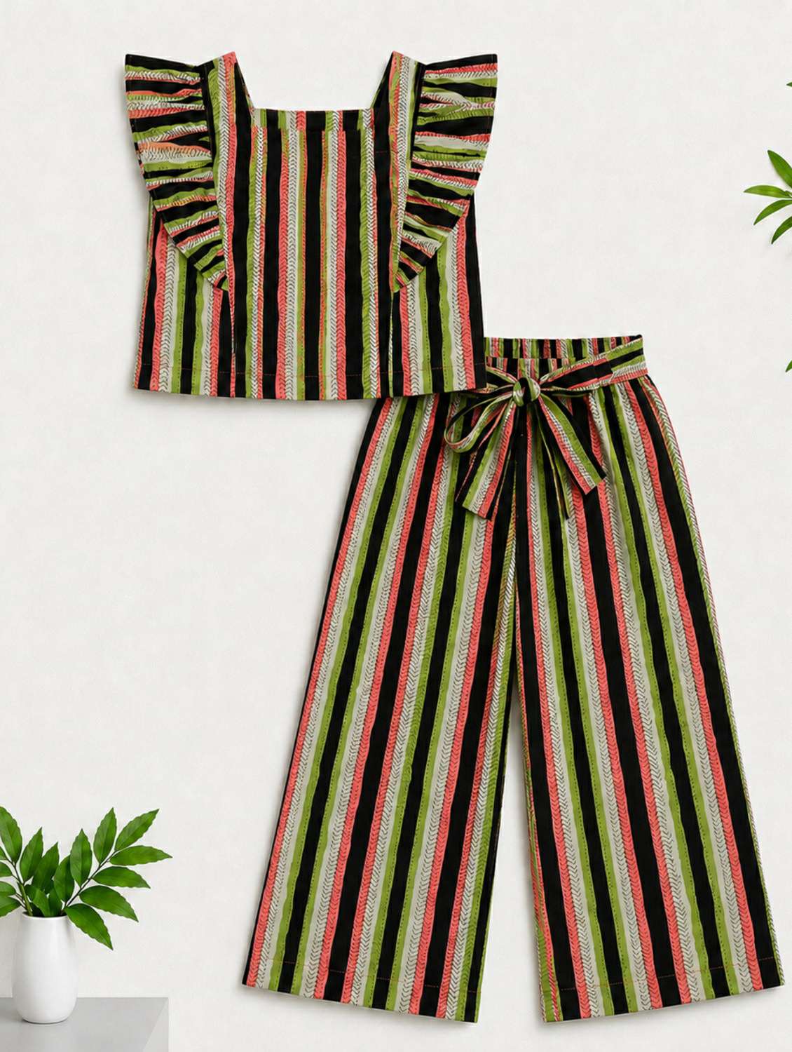 girls printed sleeveless top and trouser co-ord set - 22528771 -  Standard Image - 1