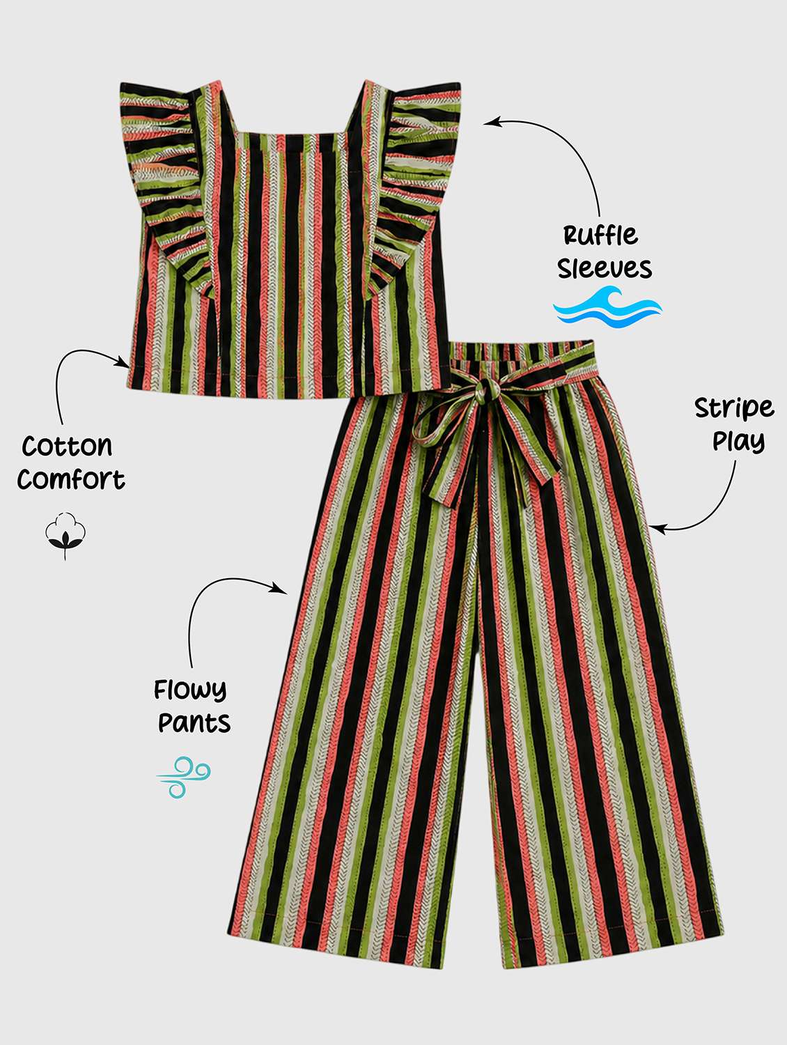 girls printed sleeveless top and trouser co-ord set - 22528771 -  Standard Image - 4
