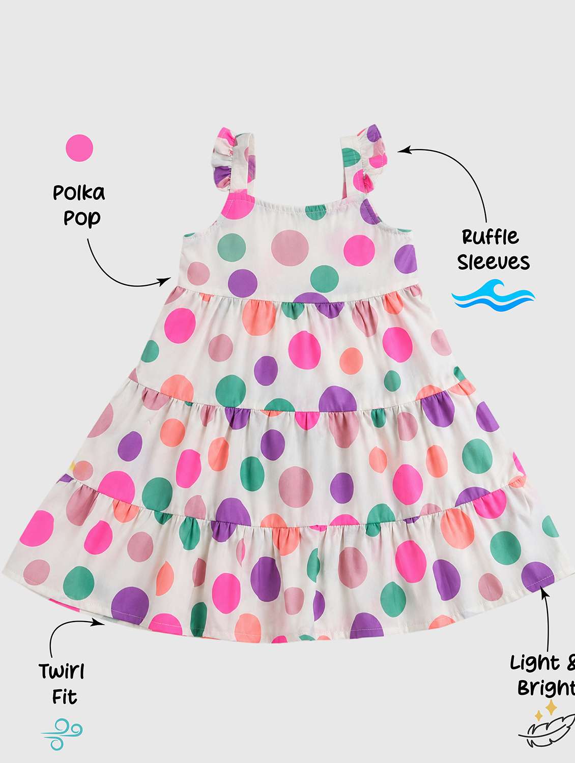 girls printed sleeveless tiered frock - 22528776 -  Standard Image - 4