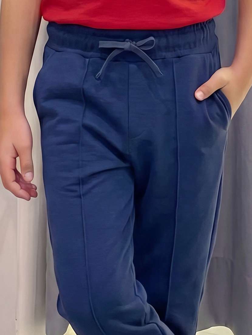 boys solid mid rise track pant - 22528864 -  Standard Image - 1