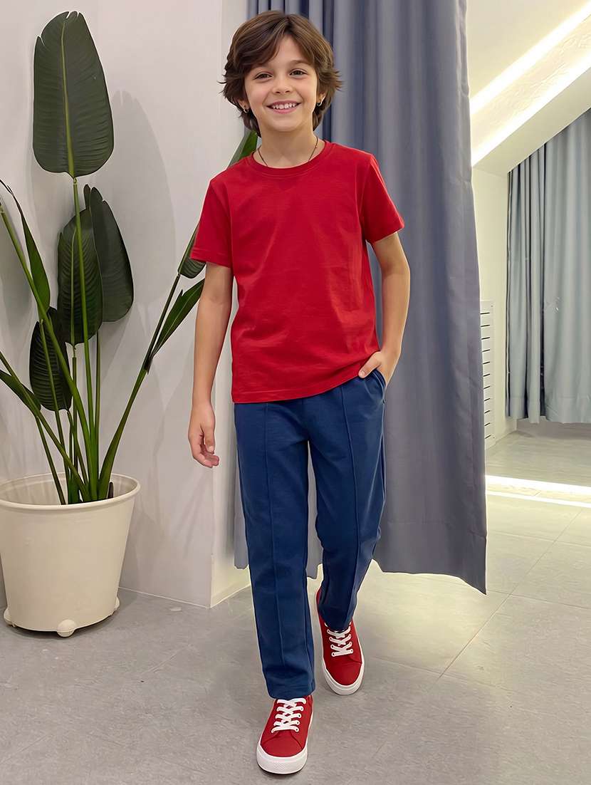 boys solid mid rise track pant - 22528864 -  Standard Image - 4