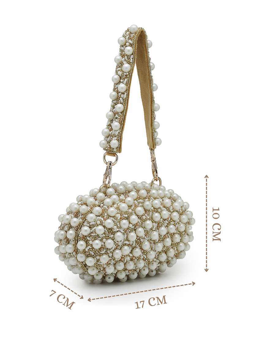 anekaant gold suede embellished party clutch with snap closure - 22528944 -  Standard Image - 4