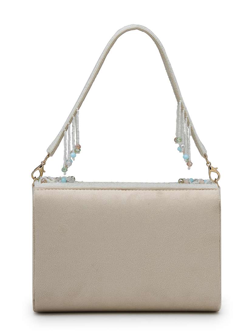 suede fold over clutch with sequins & beads work - 22528946 -  Standard Image - 1