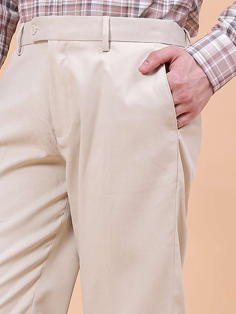 Men Solid Mid Rise Flat Front Formal Trouser - 22529646 -  Standard Image - 1