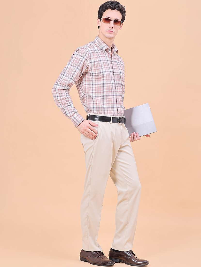 Men Solid Mid Rise Flat Front Formal Trouser - 22529646 -  Standard Image - 4
