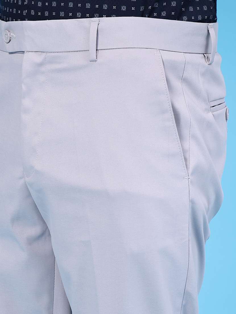 Men Solid Mid Rise Flat Front Formal Trouser - 22529648 -  Standard Image - 1