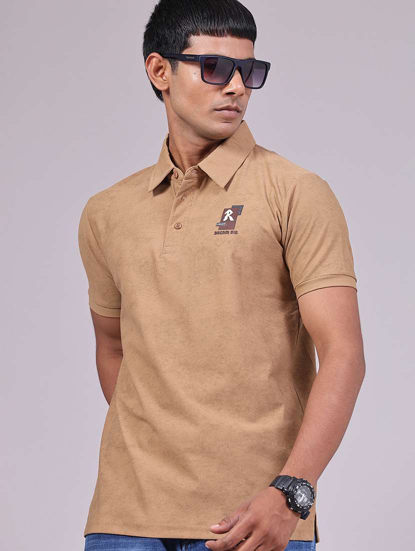 men printed short sleeve slim fit polo t-shirt