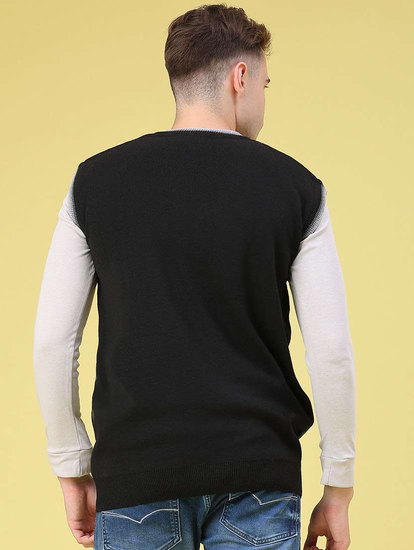 Men Self Design Sleeveless Pullover - 22529838 -  Standard Image - 4
