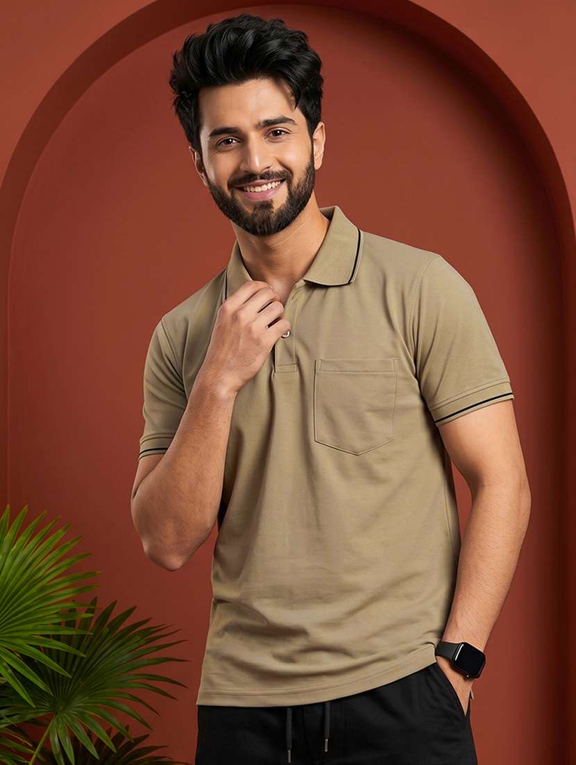 men solid short sleeve regular fit polo t-shirt