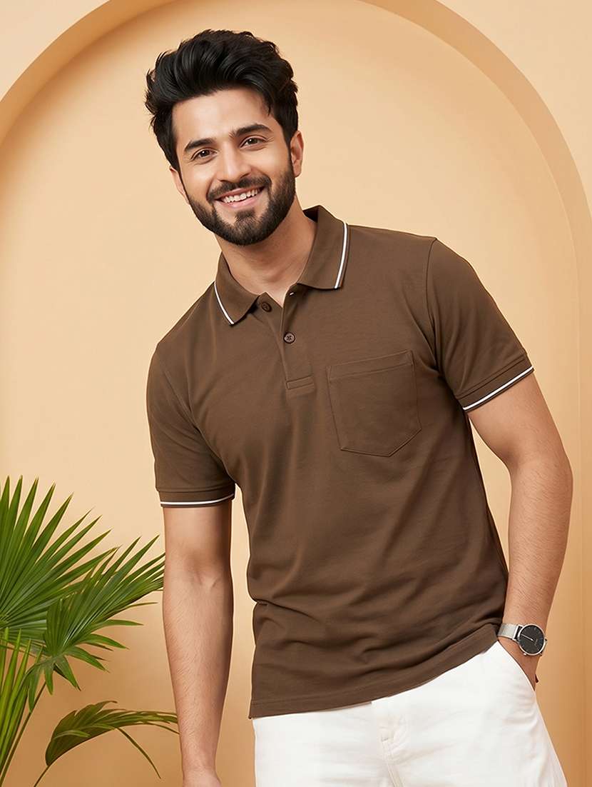 men solid short sleeve regular fit polo t-shirt