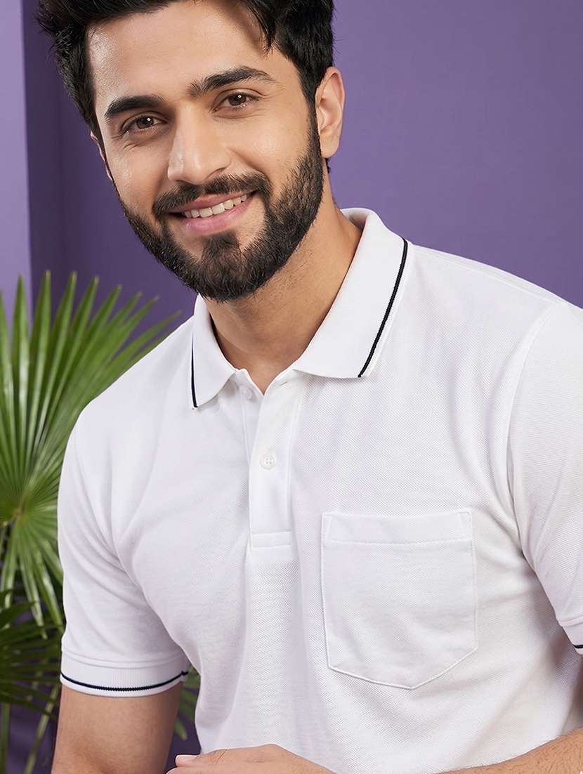 men solid short sleeve regular fit polo t-shirt - 22530131 -  Standard Image - 1