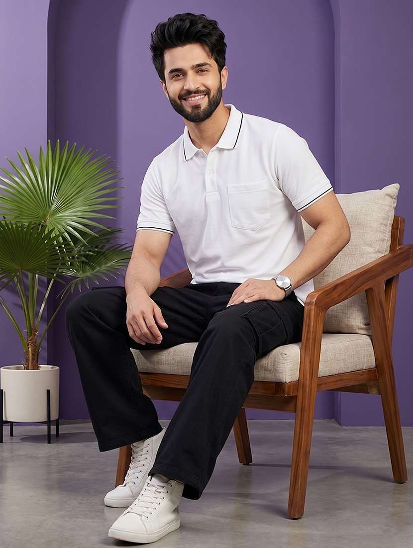 men solid short sleeve regular fit polo t-shirt - 22530131 -  Standard Image - 4