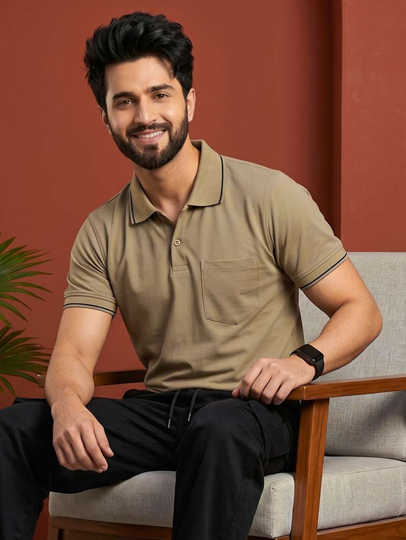 men solid short sleeve regular fit polo t-shirt