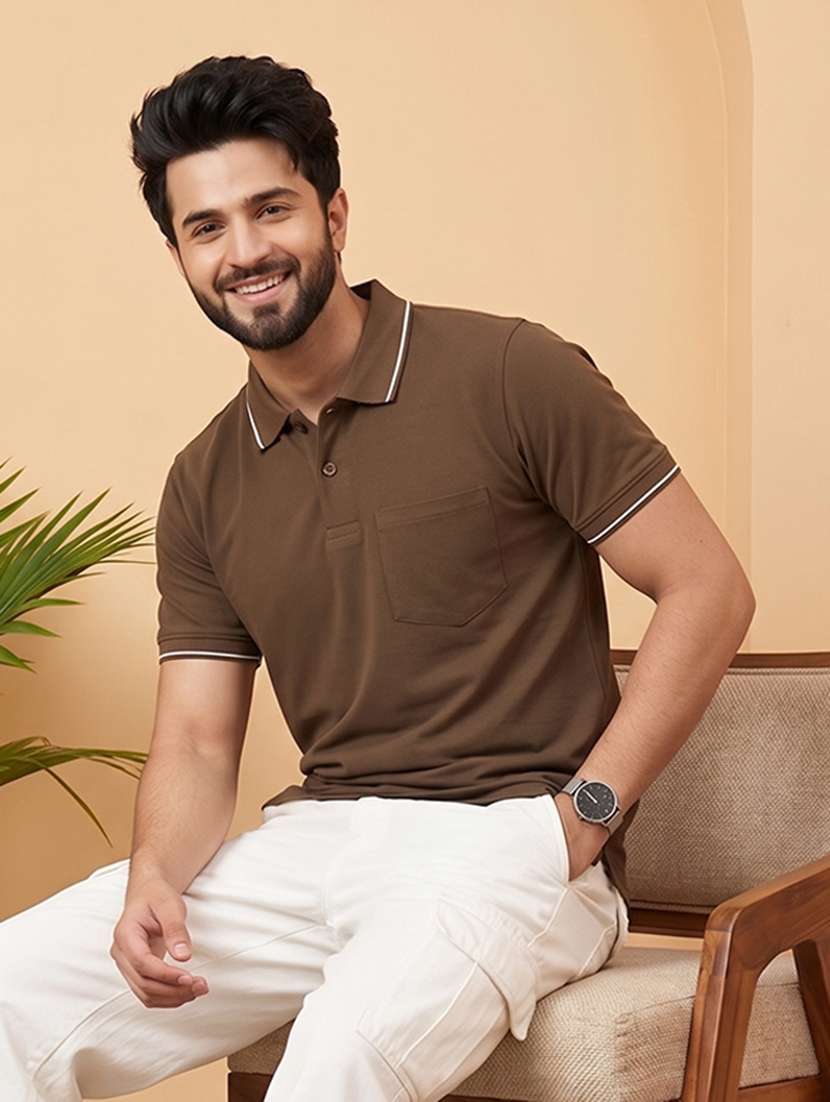 men solid short sleeve regular fit polo t-shirt