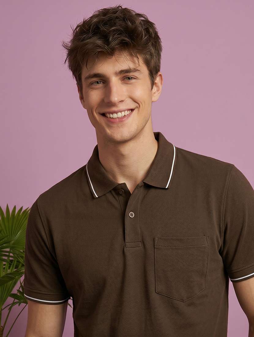 men solid short sleeve regular fit polo t-shirt - 22530140 -  Standard Image - 1