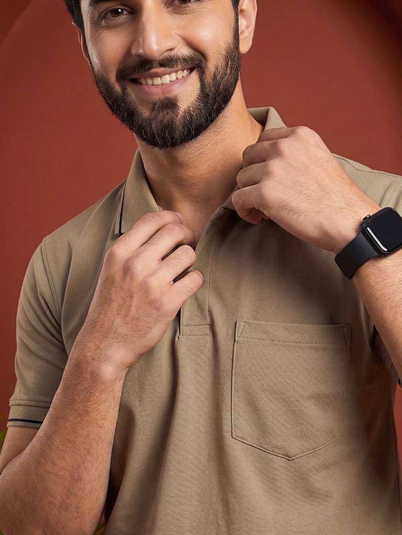 men solid short sleeve regular fit polo t-shirt - 22530144 -  Standard Image - 1