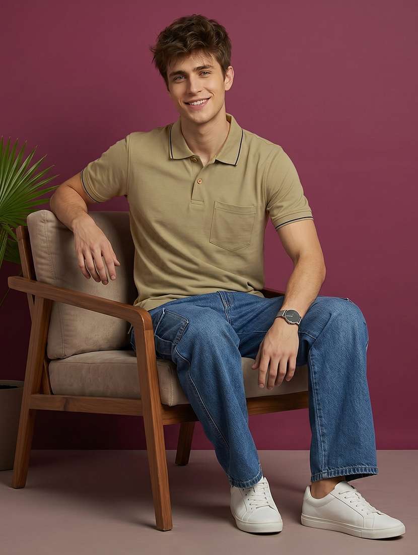 men solid short sleeve regular fit polo t-shirt - 22530156 -  Standard Image - 4