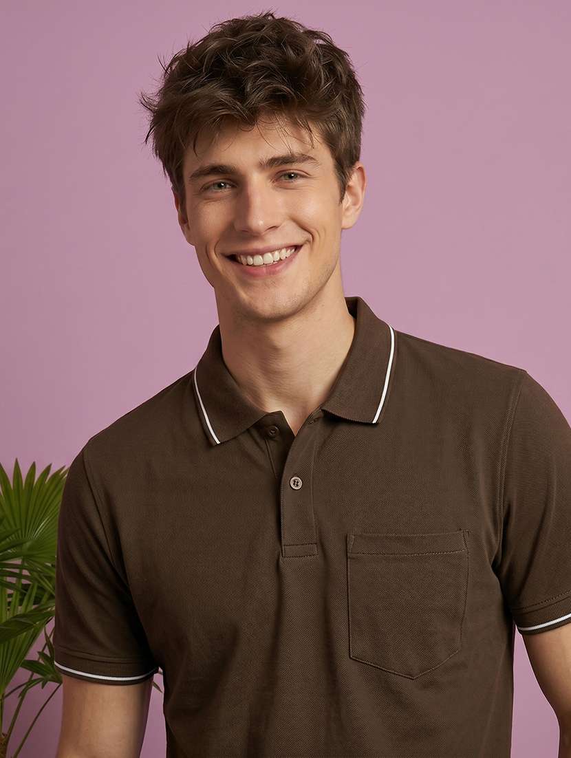 men solid short sleeve regular fit polo t-shirt - 22530158 -  Standard Image - 1