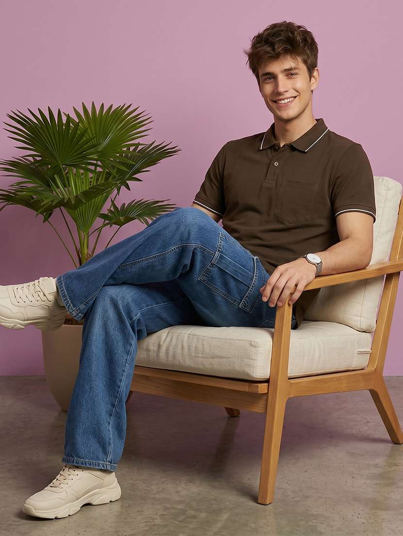 men solid short sleeve regular fit polo t-shirt - 22530158 -  Standard Image - 4