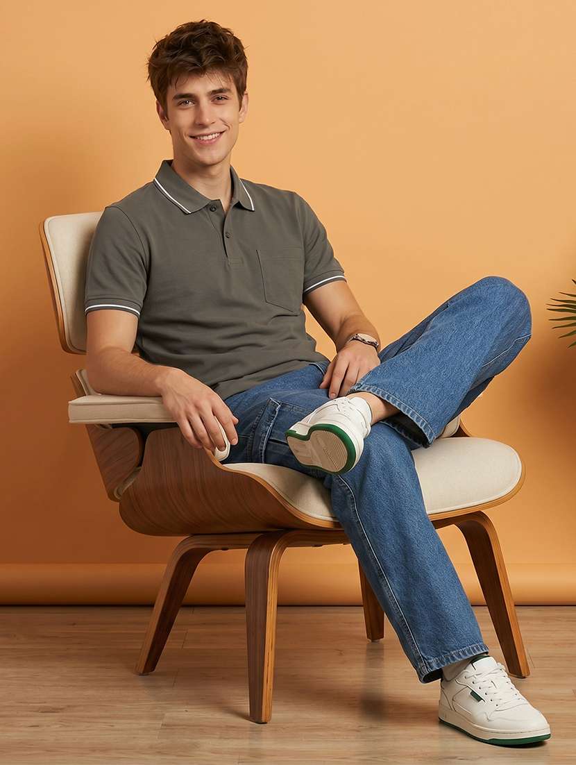 men solid short sleeve regular fit polo t-shirt - 22530160 -  Standard Image - 4