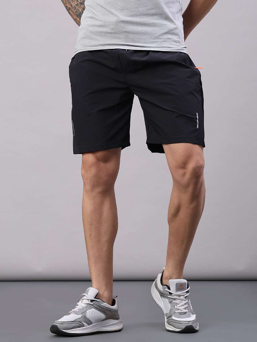 Men Solid Mid Rise Regular Fit Shorts - 22530930 -  Standard Image - 4