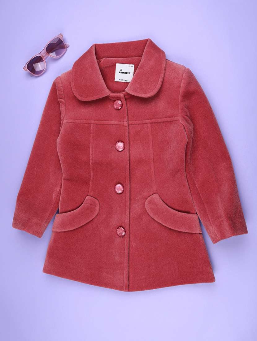 Girls Solid Long Sleeves Regular Fit Trench Coat - 22539341 -  Standard Image - 1