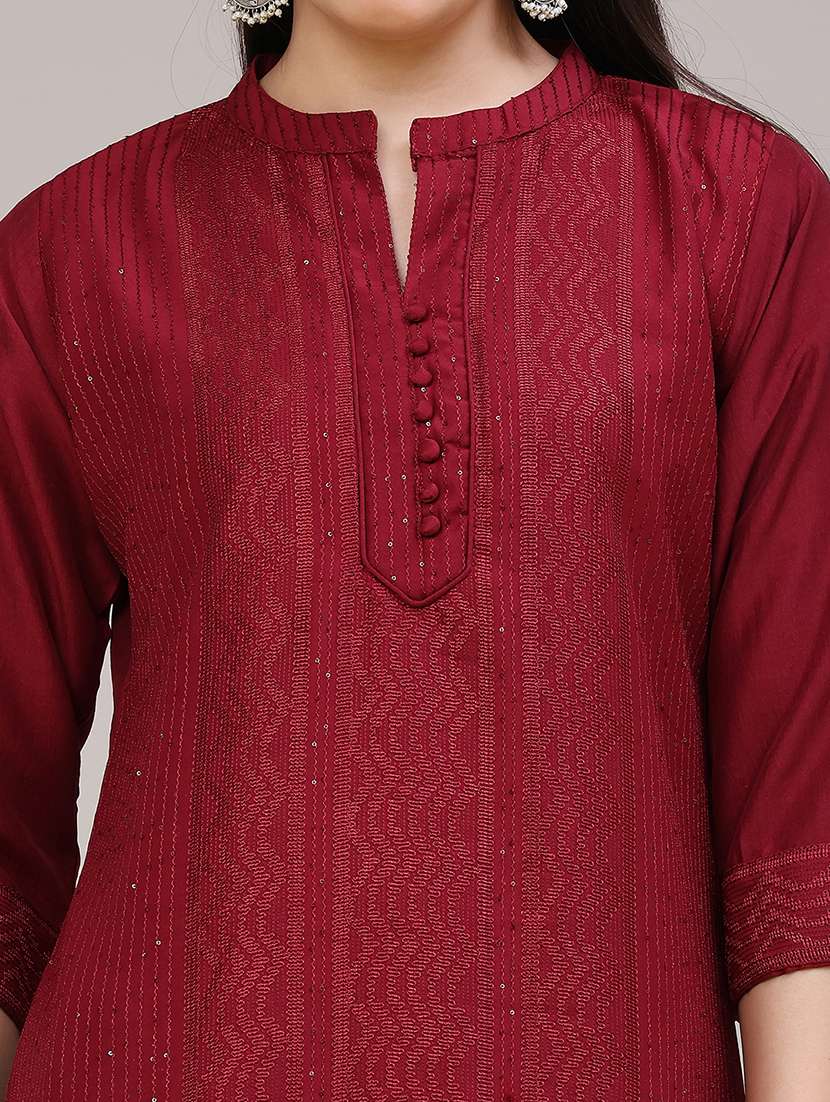 women embroidered three quarter sleeves kurta pant with dupatta set - 22539374 -  Standard Image - 1