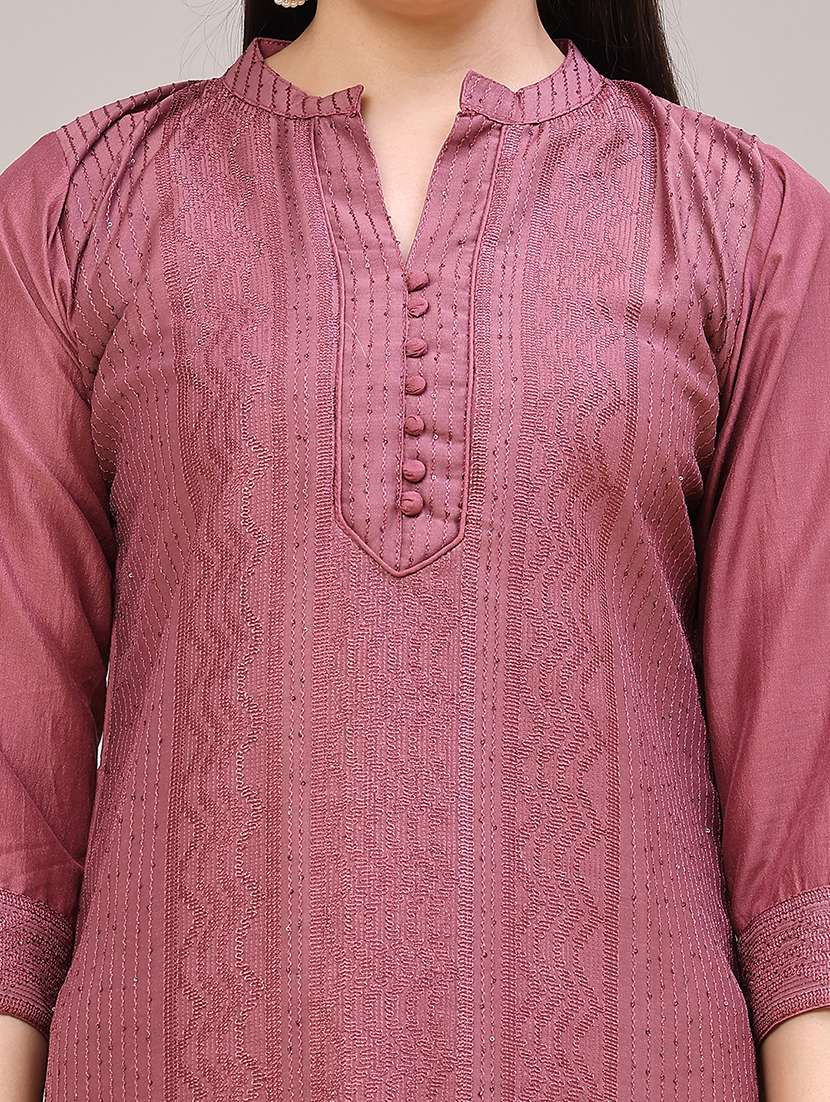 Women Embroidered Three Quarter Sleeves Kurta Pant With Dupatta Set - 22539377 -  Standard Image - 4