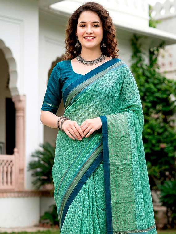 women printed casual wear saree with blouse - 22539941 -  Standard Image - 1
