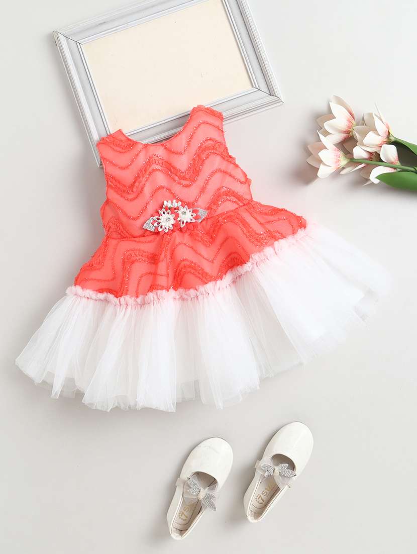 girls applique detailed round neck frock  - 22539998 -  Standard Image - 1