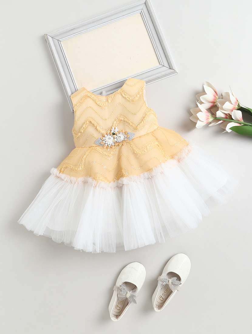 girls applique detailed round neck frock  - 22539999 -  Standard Image - 1