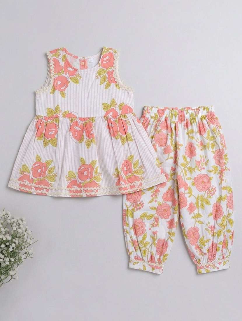 girls printed sleeveless kurta salwar set - 22540005 -  Standard Image - 1