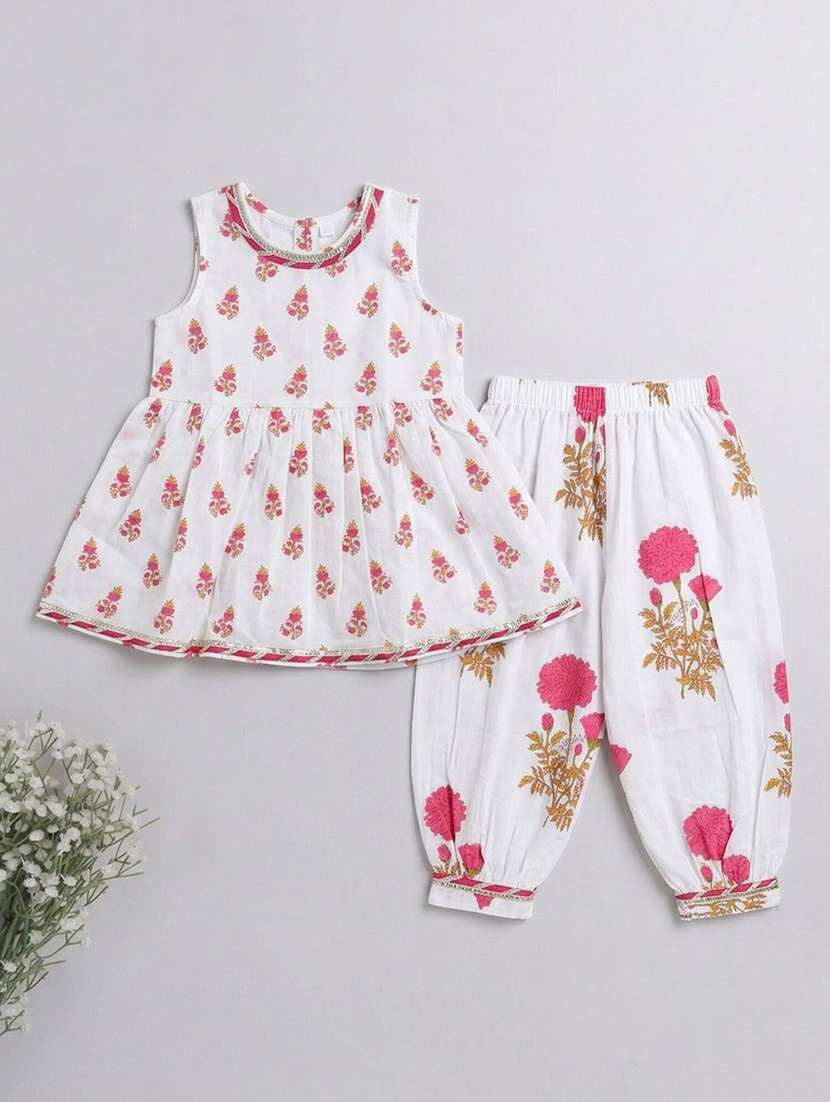 girls printed sleeveless kurta salwar set - 22540006 -  Standard Image - 1