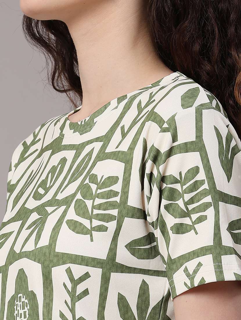 women printed round neck regular t-shirt - 22540008 -  Standard Image - 1