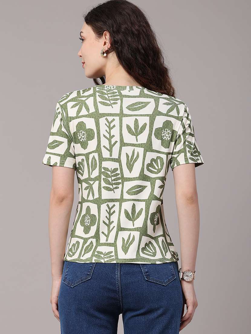 women printed round neck regular t-shirt - 22540008 -  Standard Image - 4