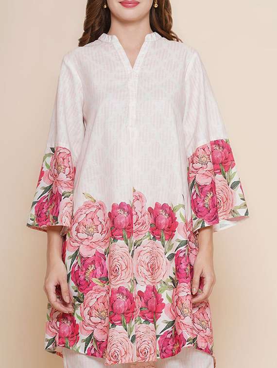 women floral three quarter sleeve ethnic co-ord set - 22540015 -  Standard Image - 1