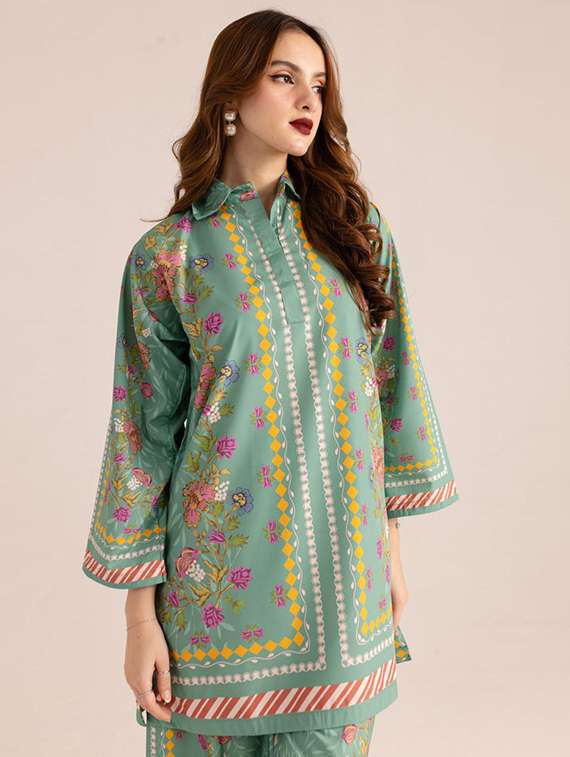 women printed long sleeve ethnic co-ord set - 22540026 -  Standard Image - 1