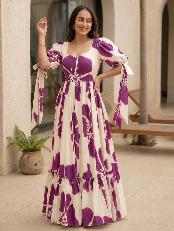 women printed sweetheart neck tiered dress - 22540038 -  Standard Image - 1