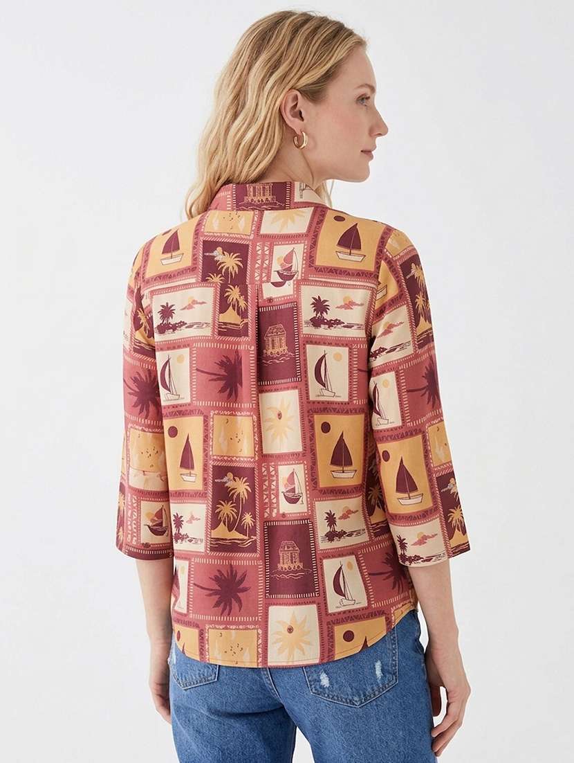 women printed collared regular shirt - 22540051 -  Standard Image - 4