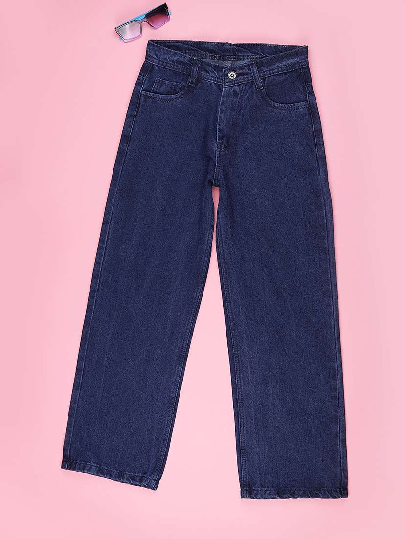 Boys Solid Mid Rise Straight Fit Jeans - 22540061 -  Standard Image - 1