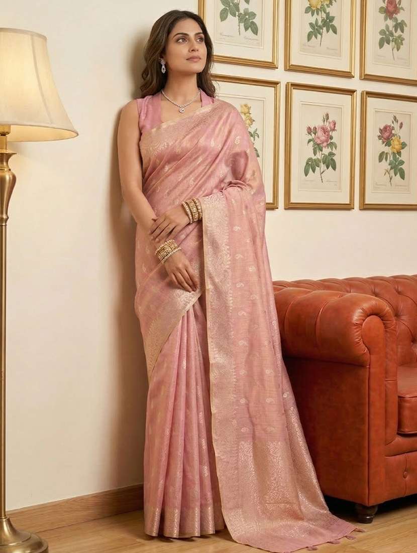women self design banarasi saree with blouse