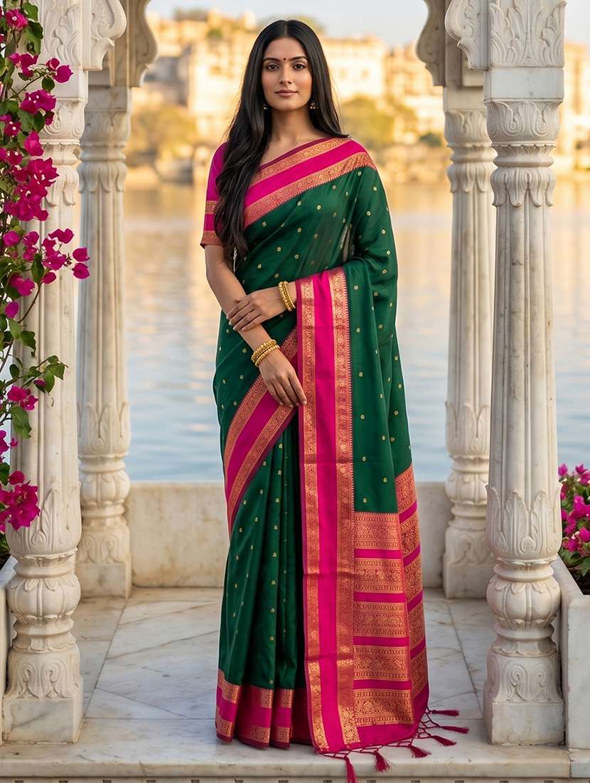 women self design bordered saree with blouse
