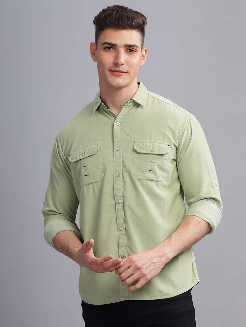 men solid long sleeve regular fit casual shirt
