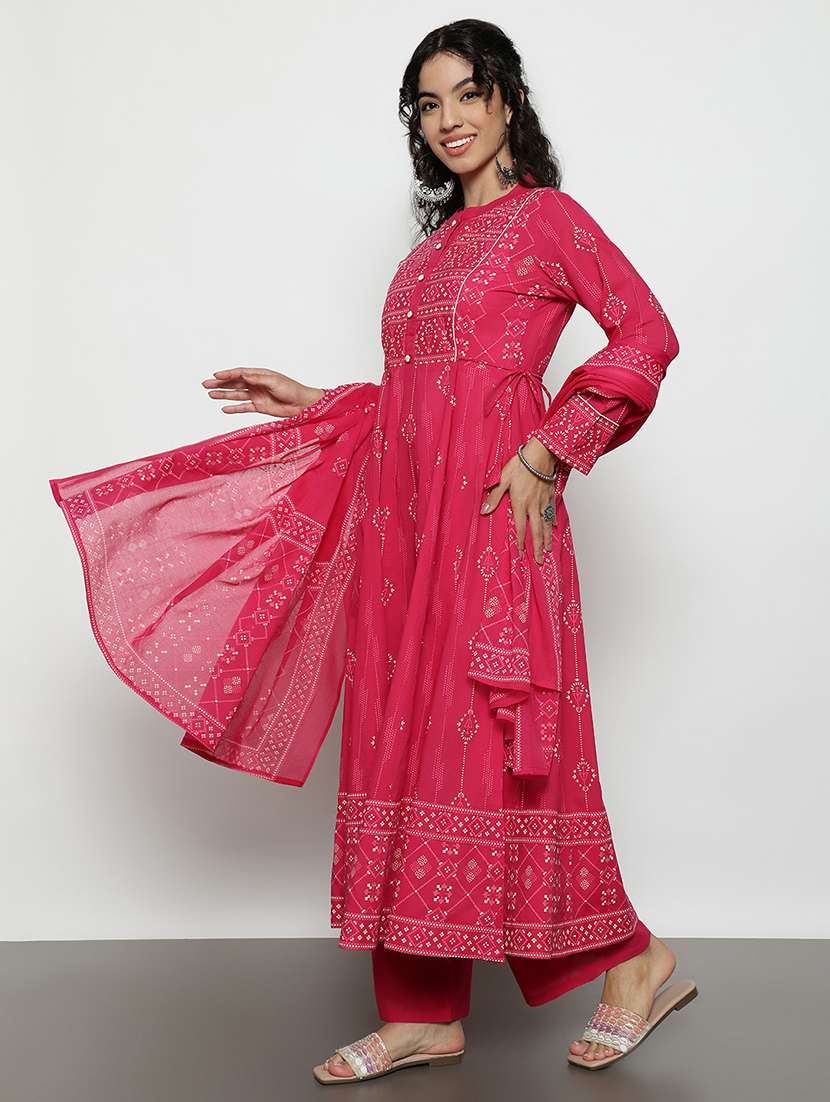 Women Printed Long Sleeves Kurta And Palazzo Set With Dupatta - 22540241 -  Standard Image - 4