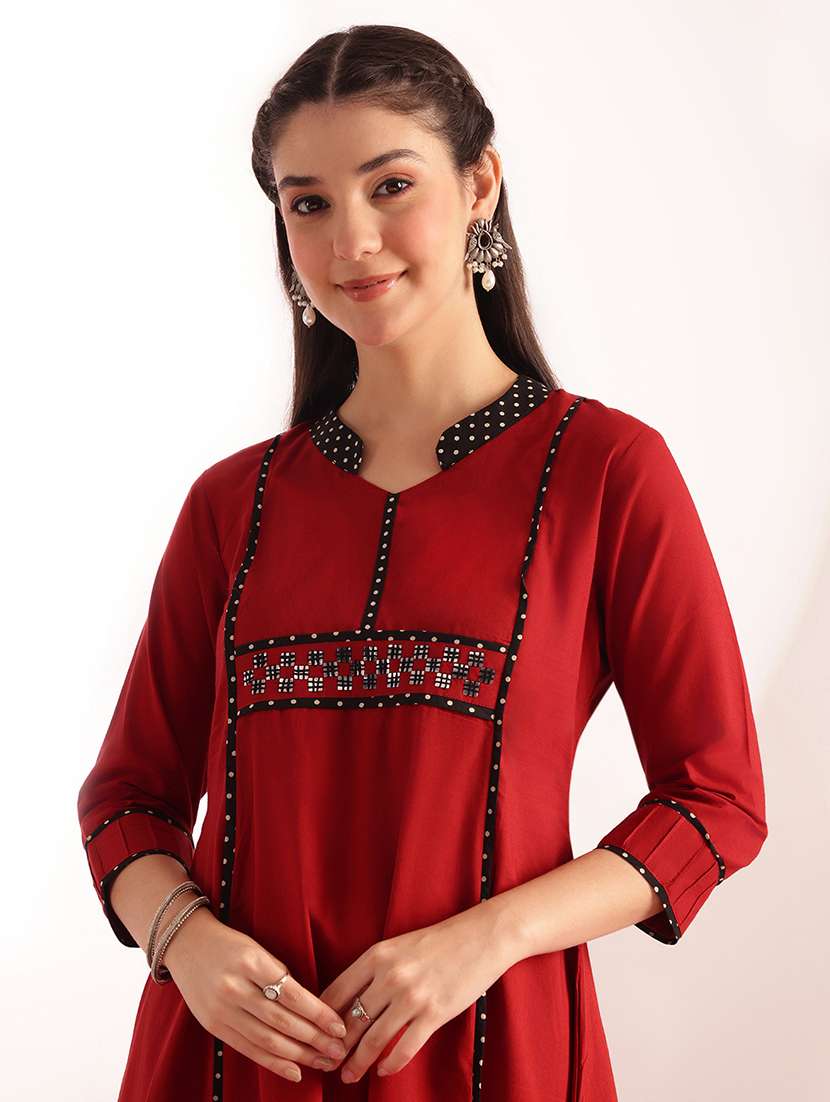 women printed three quarter sleeves a-line kurta - 22540246 -  Standard Image - 1