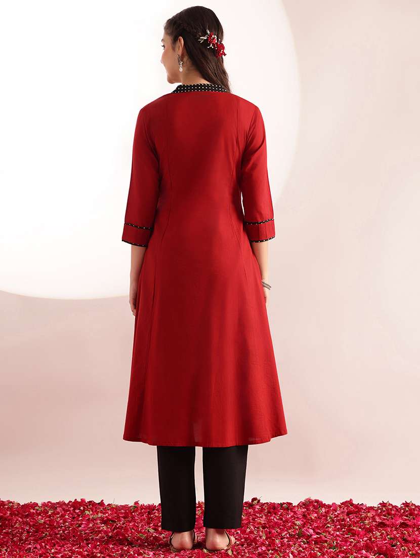 women printed three quarter sleeves a-line kurta - 22540246 -  Standard Image - 4