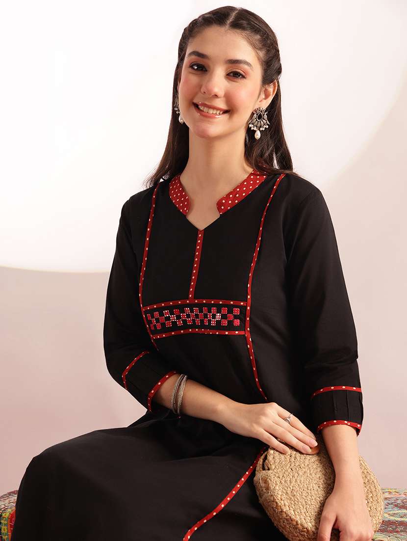 women printed three quarter sleeves a-line kurta - 22540247 -  Standard Image - 1